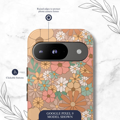 Retro Petals - Google Pixel Case Phone Case-aesthetic phone case-shockproof phone case-cute phone case-designer phone case-elegant phone case-luxury phone case-phone accessories-fashion accessory