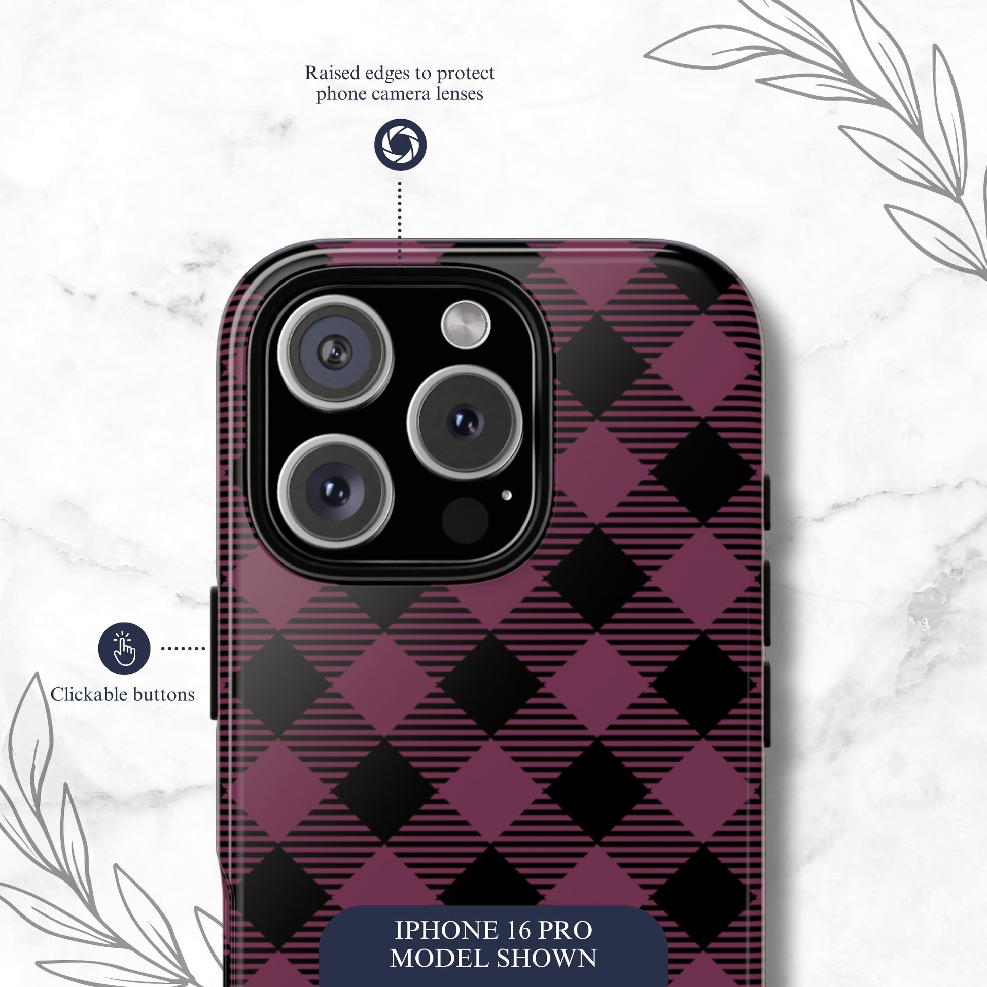 Plum Plaid - iPhone Case Phone Case-aesthetic phone case-shockproof phone case-cute phone case-designer phone case-elegant phone case-luxury phone case-phone accessories-fashion accessory
