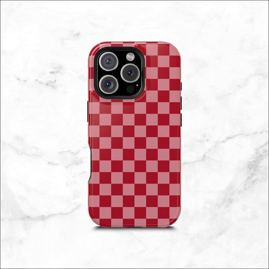 Crimson Check - Magsafe iPhone Case Phone Case-aesthetic phone case-shockproof phone case-cute phone case-designer phone case-elegant phone case-luxury phone case-phone accessories-fashion accessory