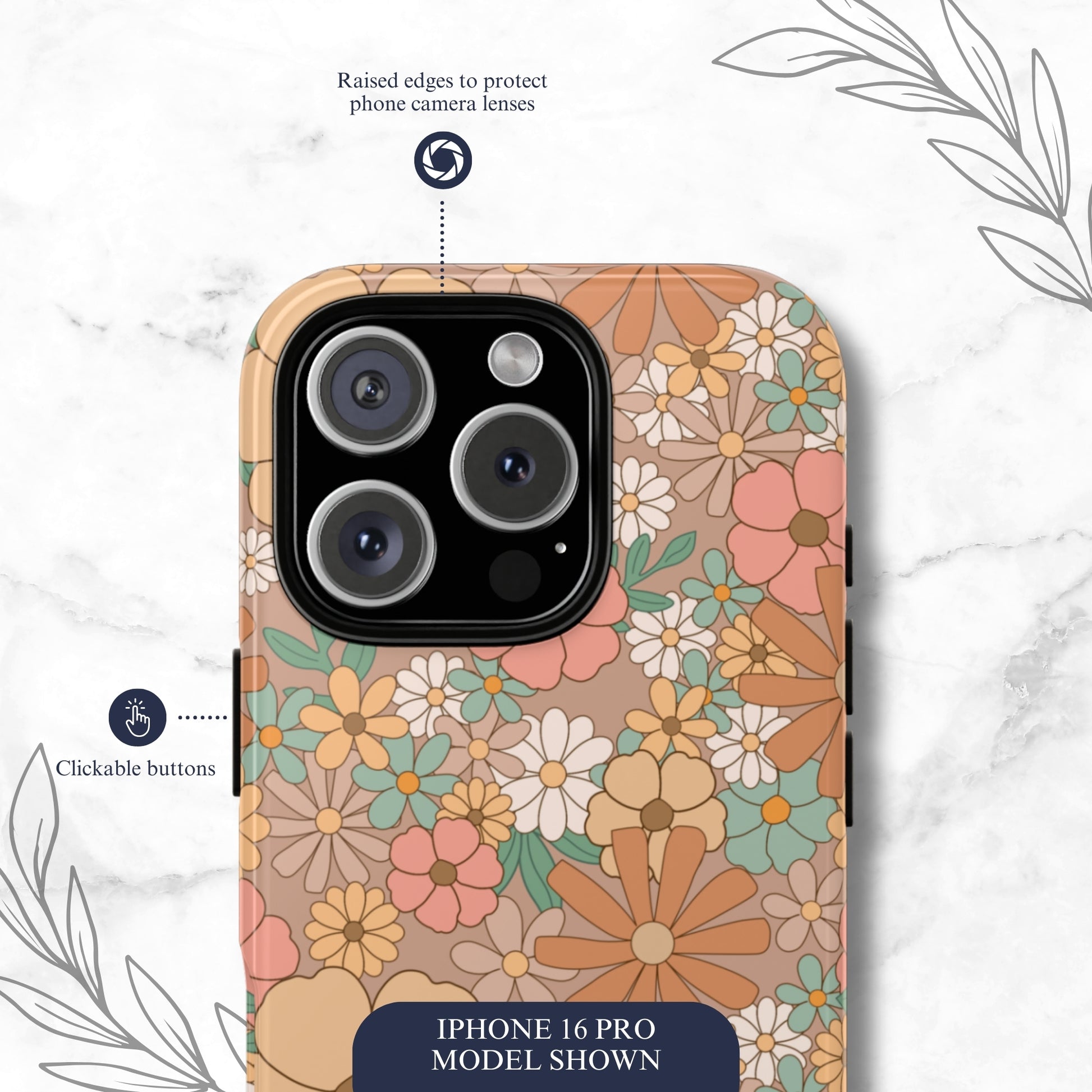 Retro Petals - iPhone Case Phone Case-aesthetic phone case-shockproof phone case-cute phone case-designer phone case-elegant phone case-luxury phone case-phone accessories-fashion accessory