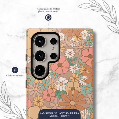 Retro Petals - Samsung Galaxy Case Phone Case-aesthetic phone case-shockproof phone case-cute phone case-designer phone case-elegant phone case-luxury phone case-phone accessories-fashion accessory