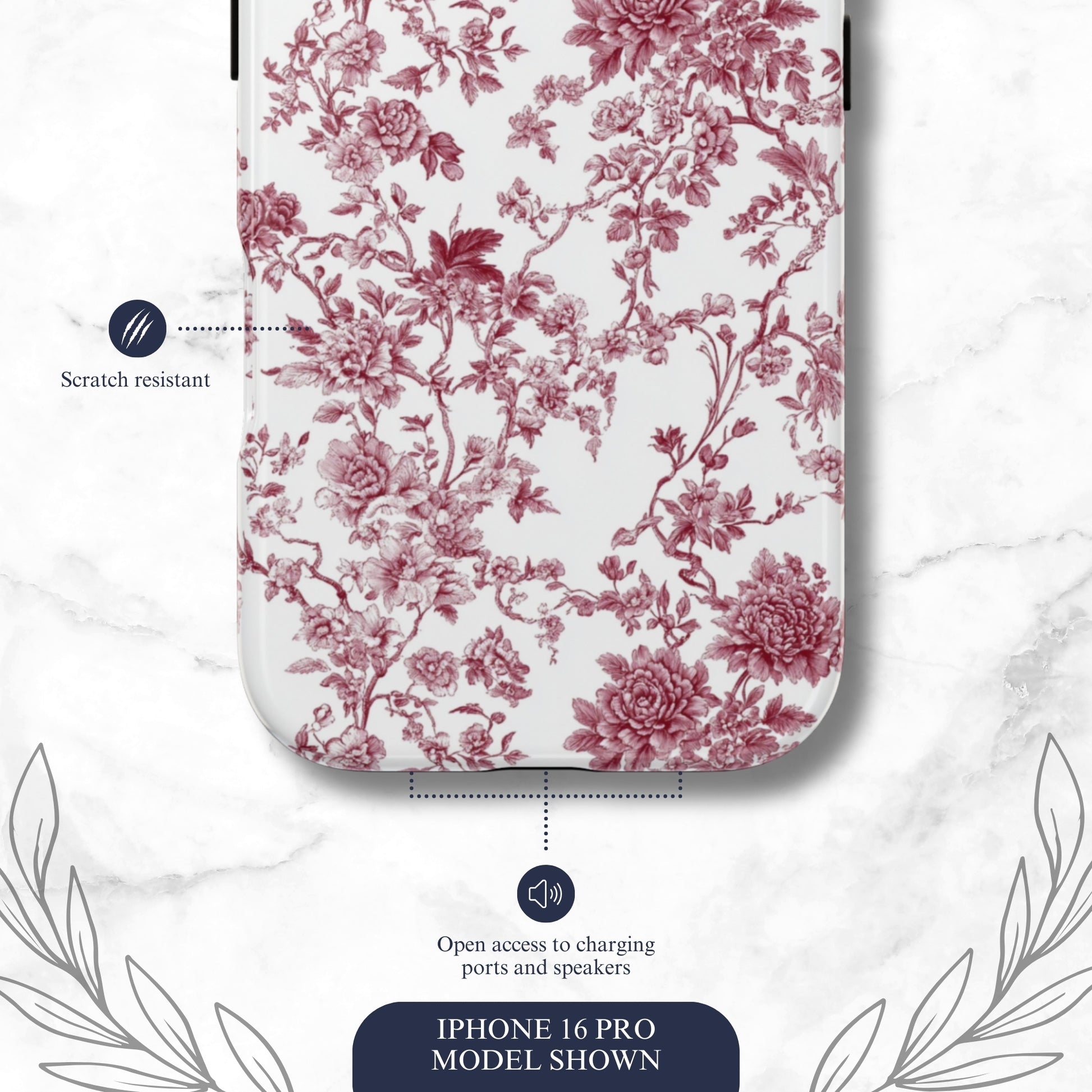 Scarlet Toile - iPhone Case Phone Case-aesthetic phone case-shockproof phone case-cute phone case-designer phone case-elegant phone case-luxury phone case-phone accessories-fashion accessory