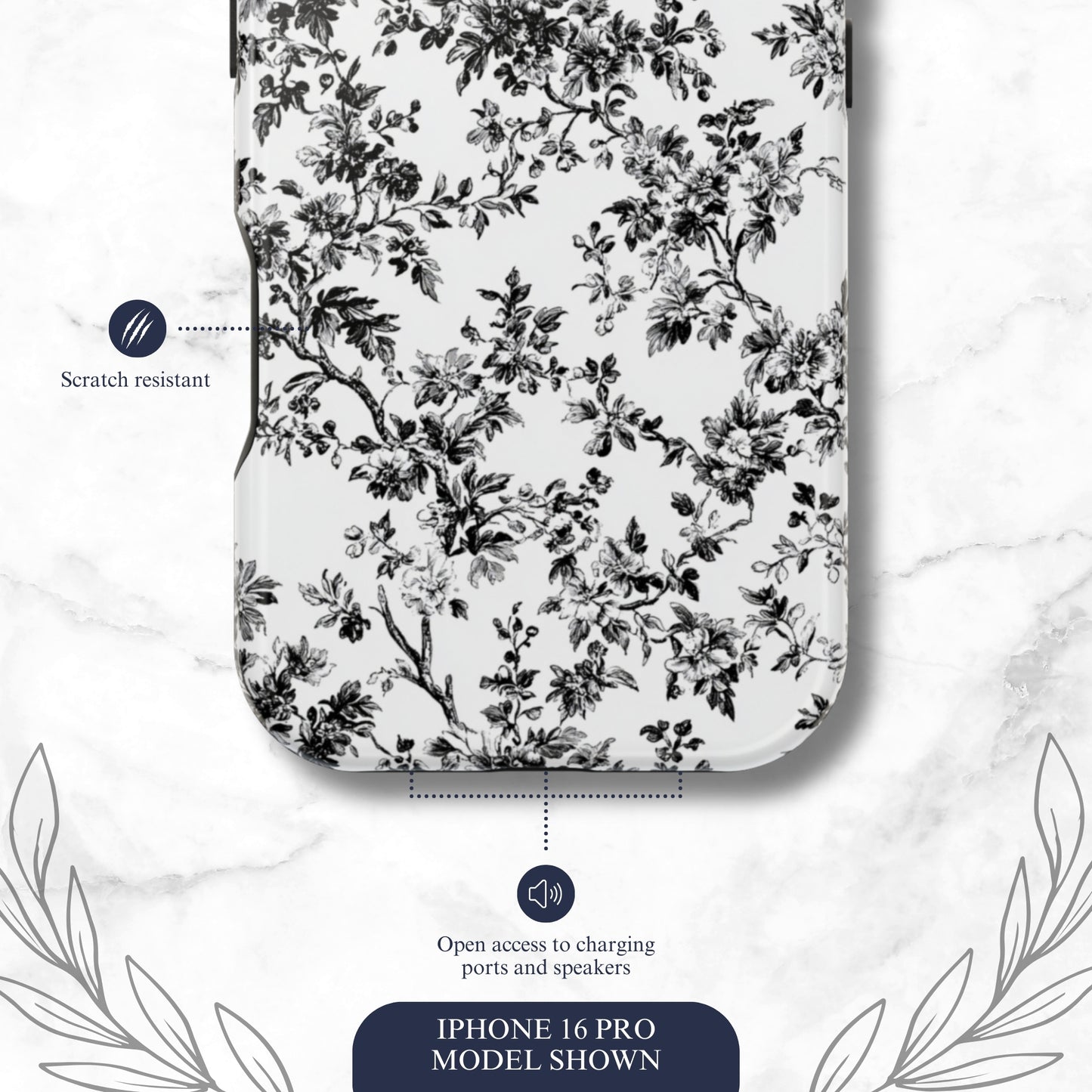 Noir Toile - Magsafe iPhone Case Phone Case-aesthetic phone case-shockproof phone case-cute phone case-designer phone case-elegant phone case-luxury phone case-phone accessories-fashion accessory