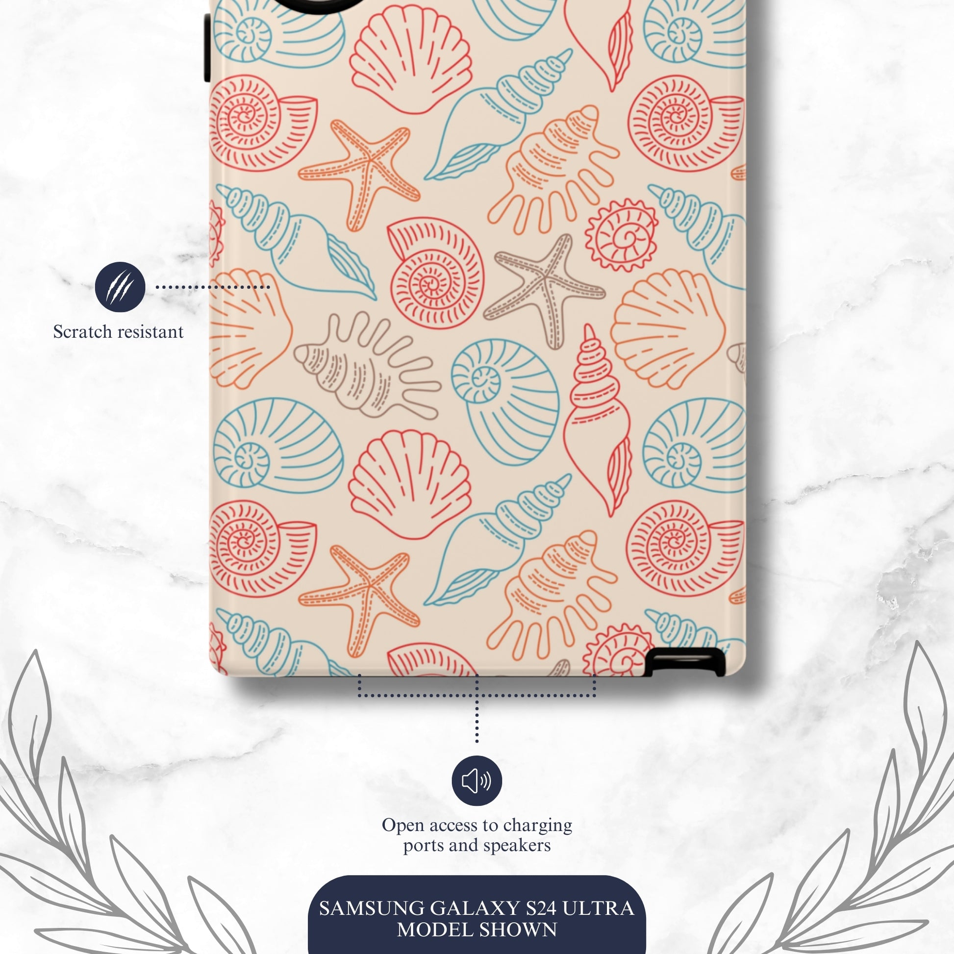 Saltwater Shells - Samsung Galaxy Case Phone Case-aesthetic phone case-shockproof phone case-cute phone case-designer phone case-elegant phone case-luxury phone case-phone accessories-fashion accessory