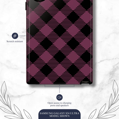 Plum Plaid - Samsung Galaxy Case Phone Case-aesthetic phone case-shockproof phone case-cute phone case-designer phone case-elegant phone case-luxury phone case-phone accessories-fashion accessory