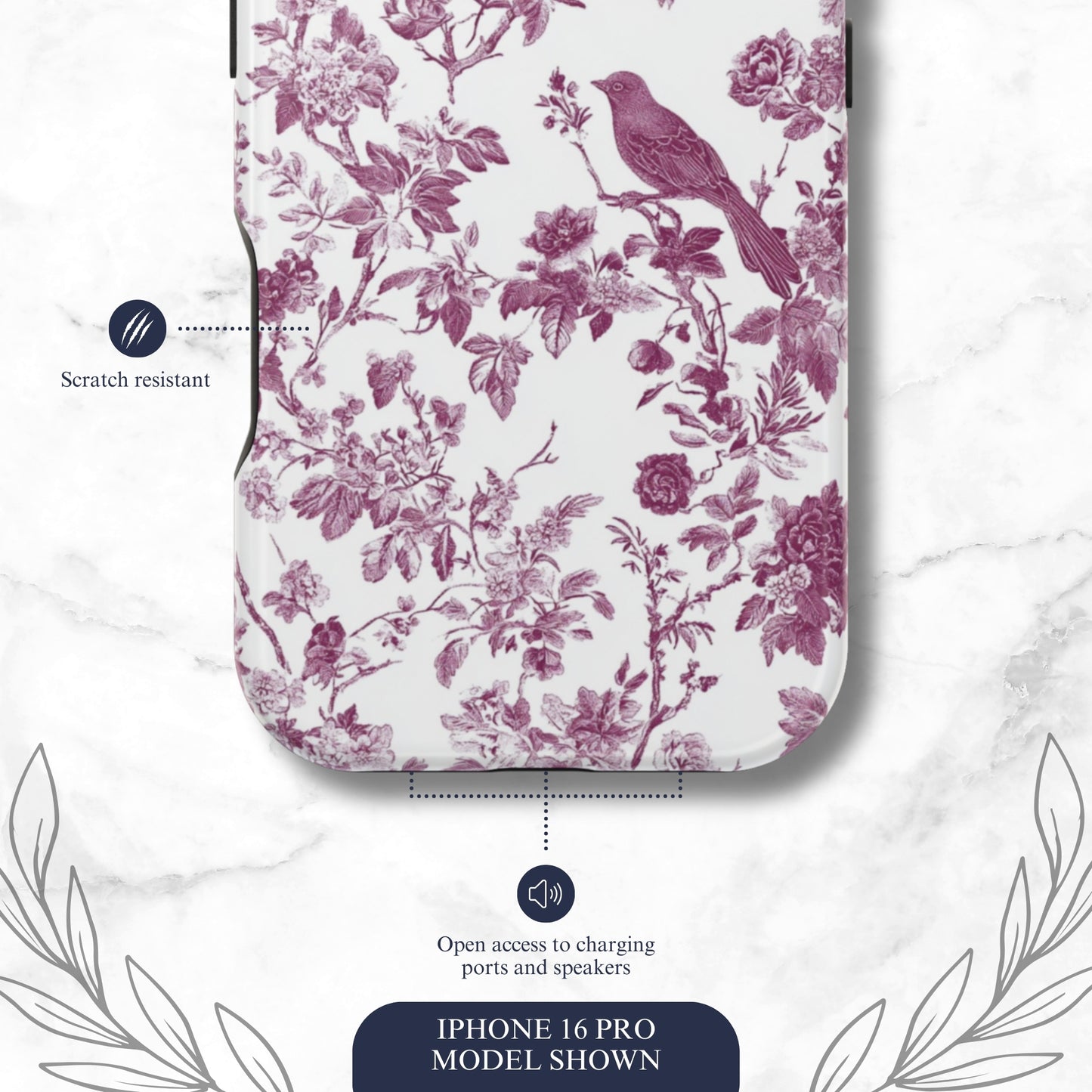 Mauve Toile - Magsafe iPhone Case Phone Case-aesthetic phone case-shockproof phone case-cute phone case-designer phone case-elegant phone case-luxury phone case-phone accessories-fashion accessory