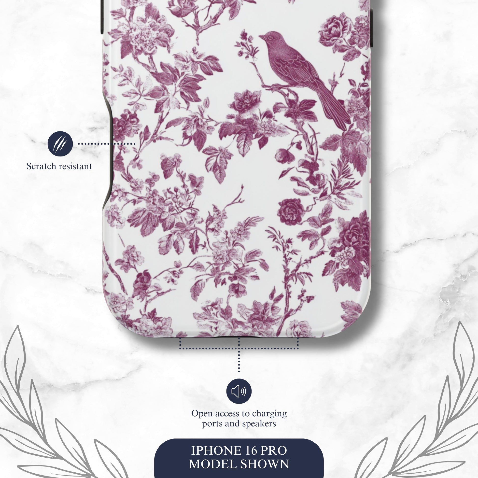 Mauve Toile - Magsafe iPhone Case Phone Case-aesthetic phone case-shockproof phone case-cute phone case-designer phone case-elegant phone case-luxury phone case-phone accessories-fashion accessory