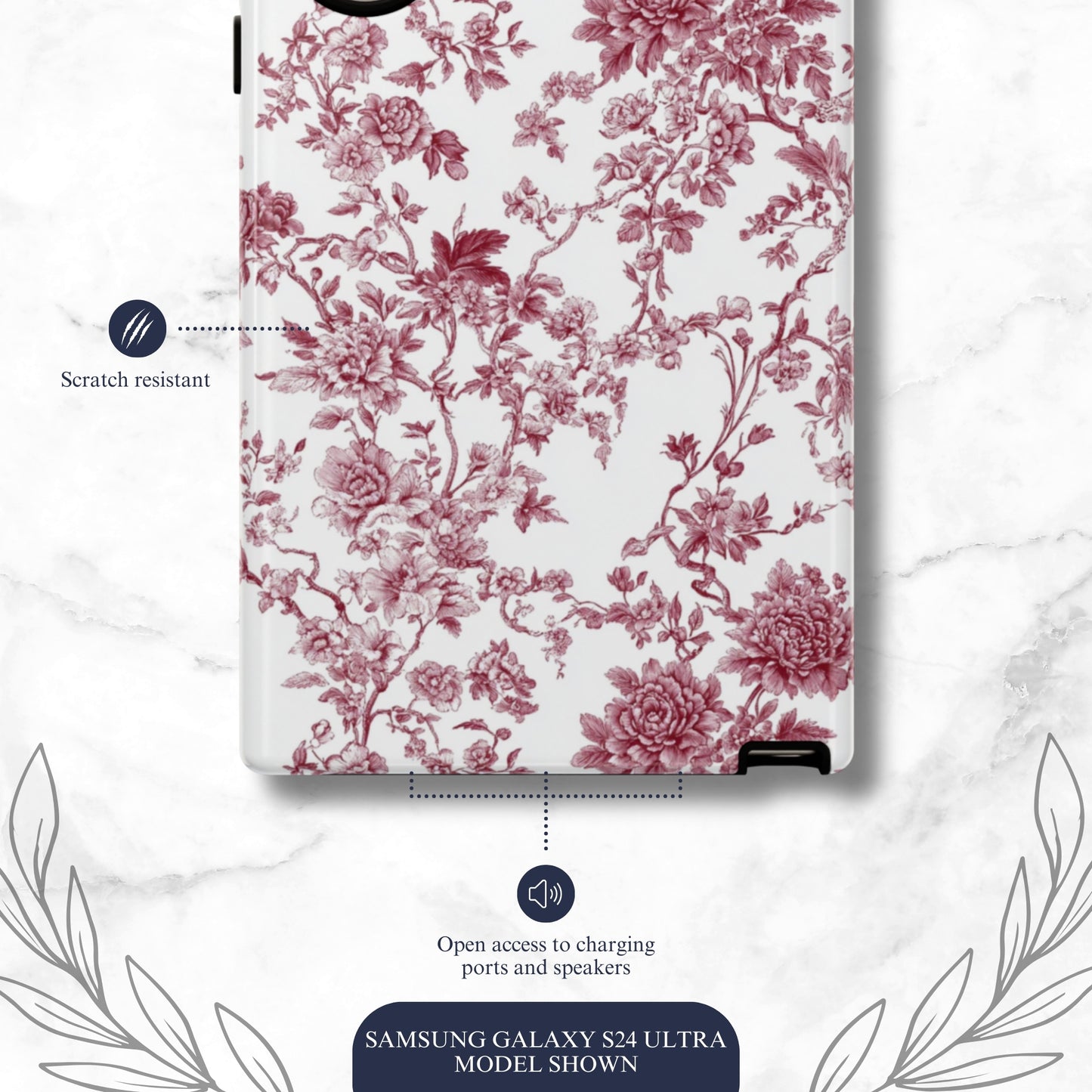 Scarlet Toile - Samsung Galaxy Case Phone Case-aesthetic phone case-shockproof phone case-cute phone case-designer phone case-elegant phone case-luxury phone case-phone accessories-fashion accessory