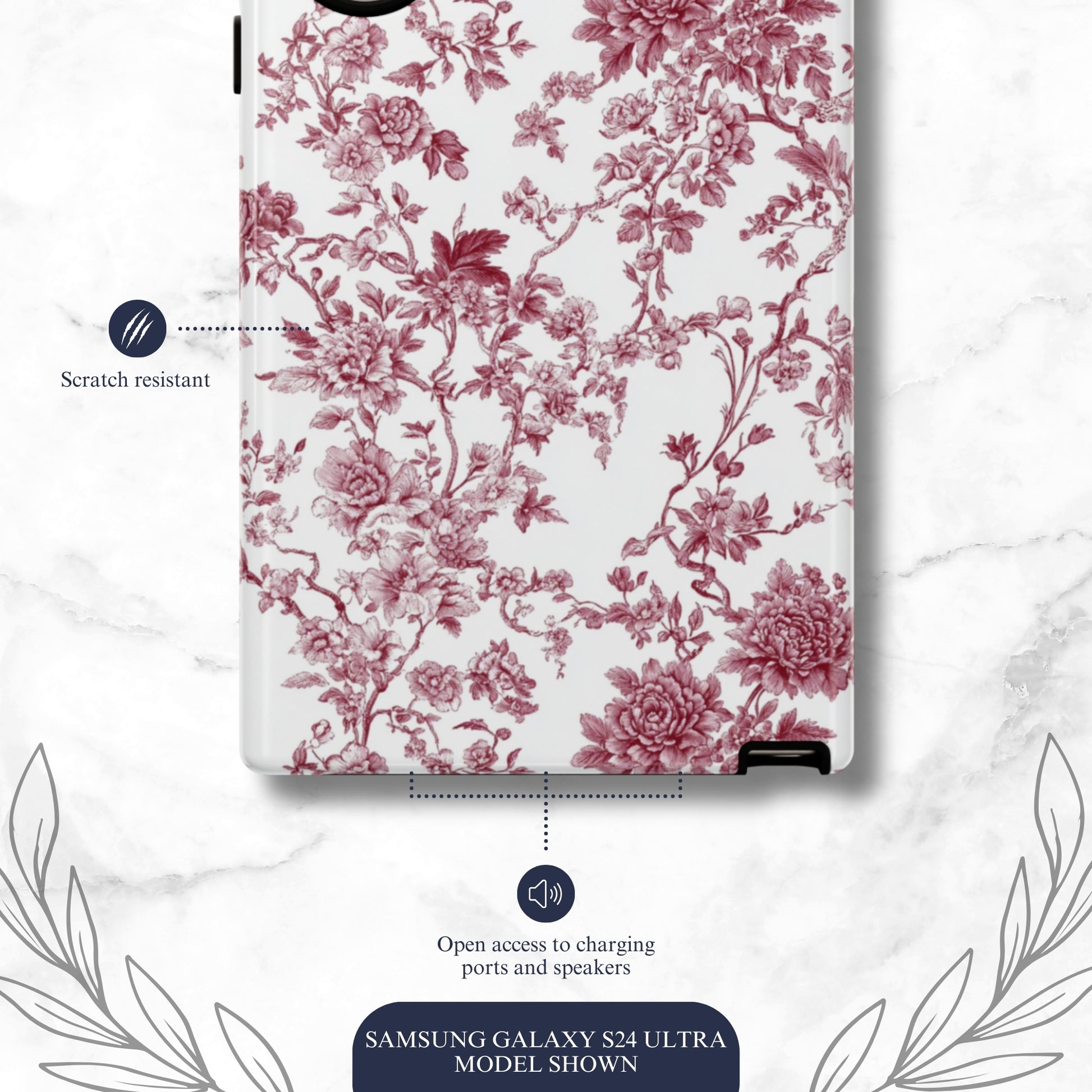 Scarlet Toile - Samsung Galaxy Case Phone Case-aesthetic phone case-shockproof phone case-cute phone case-designer phone case-elegant phone case-luxury phone case-phone accessories-fashion accessory