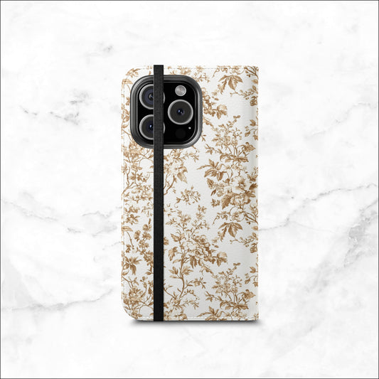 Clay Toile - iPhone Flip Case Wallet, Leather Folio Case Phone Case-aesthetic phone case-shockproof phone case-cute phone case-designer phone case-elegant phone case-luxury phone case-phone accessories-fashion accessory