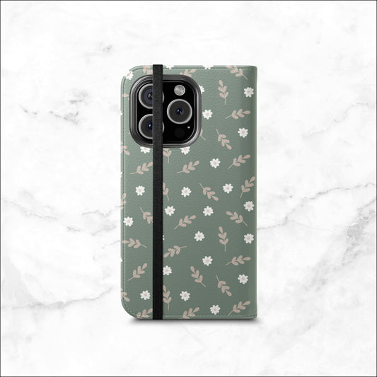 Sage - iPhone Flip Case Wallet, Leather Folio Case Phone Case-aesthetic phone case-shockproof phone case-cute phone case-designer phone case-elegant phone case-luxury phone case-phone accessories-fashion accessory