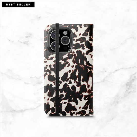 Dark Cocoa - iPhone Flip Case Wallet, Leather Folio Case Phone Case-aesthetic phone case-shockproof phone case-cute phone case-designer phone case-elegant phone case-luxury phone case-phone accessories-fashion accessory
