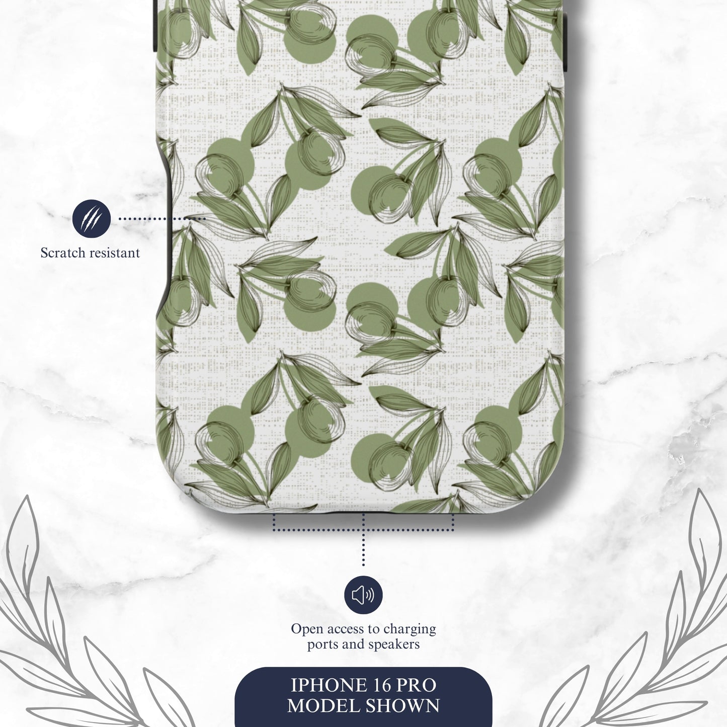 Olive Branch - Magsafe iPhone Case Phone Case-aesthetic phone case-shockproof phone case-cute phone case-designer phone case-elegant phone case-luxury phone case-phone accessories-fashion accessory