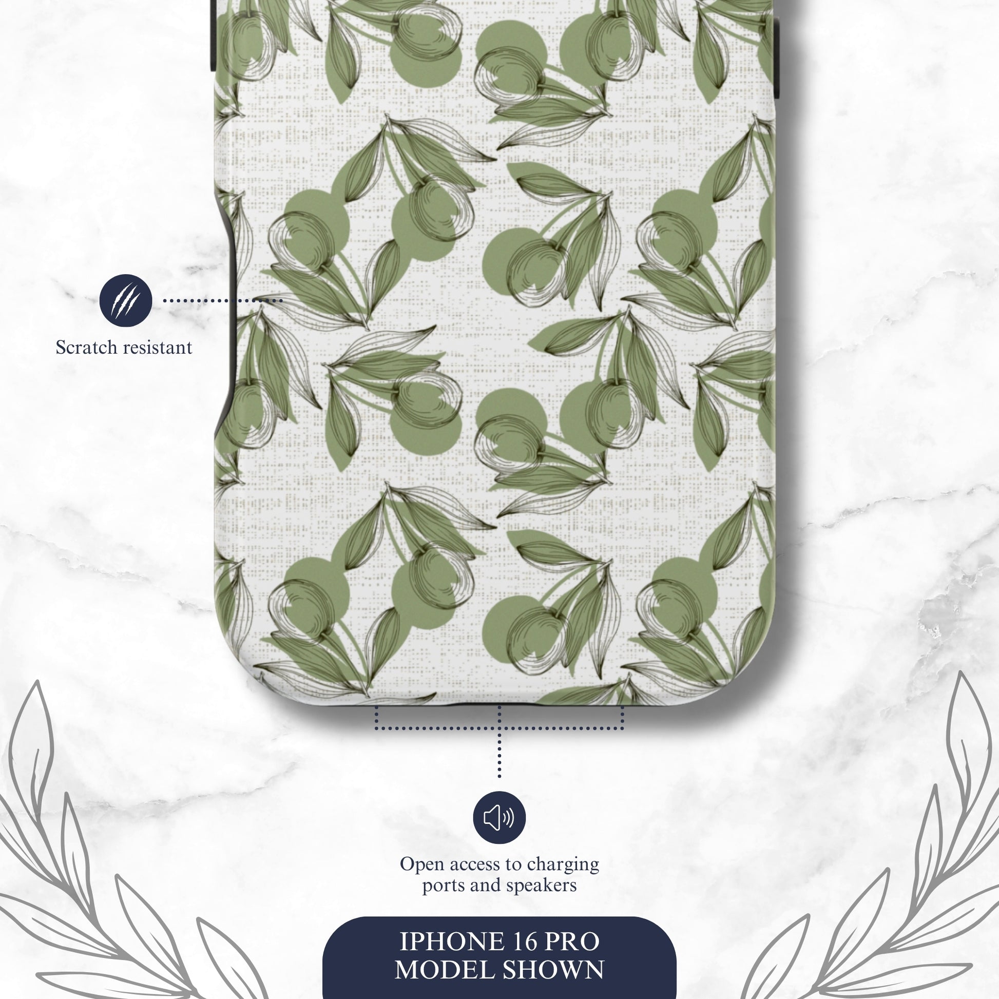 Olive Branch - Magsafe iPhone Case Phone Case-aesthetic phone case-shockproof phone case-cute phone case-designer phone case-elegant phone case-luxury phone case-phone accessories-fashion accessory