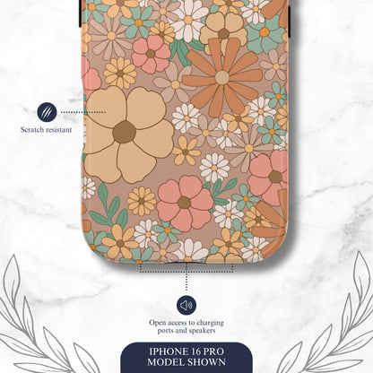 Retro Petals - iPhone Case Phone Case-aesthetic phone case-shockproof phone case-cute phone case-designer phone case-elegant phone case-luxury phone case-phone accessories-fashion accessory