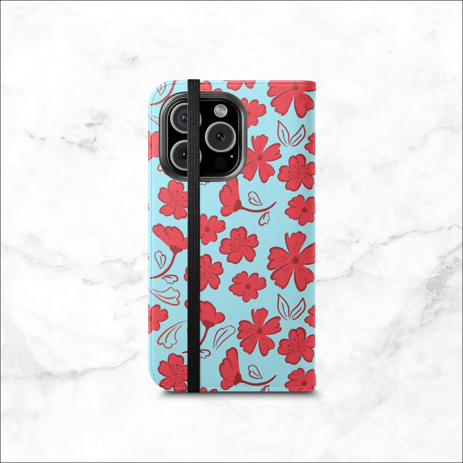 Floral Frenzy - iPhone Flip Case Wallet, Leather Folio Case Phone Case-aesthetic phone case-shockproof phone case-cute phone case-designer phone case-elegant phone case-luxury phone case-phone accessories-fashion accessory