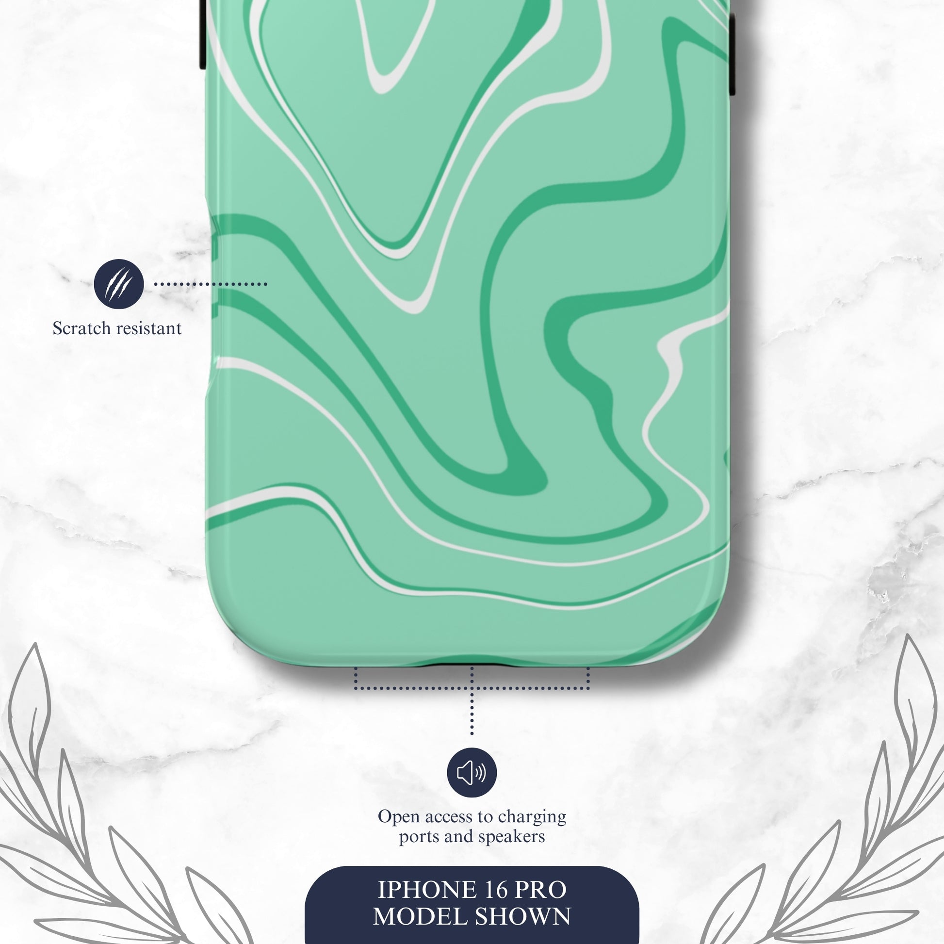 Seafoam Swish - iPhone Case Phone Case-aesthetic phone case-shockproof phone case-cute phone case-designer phone case-elegant phone case-luxury phone case-phone accessories-fashion accessory