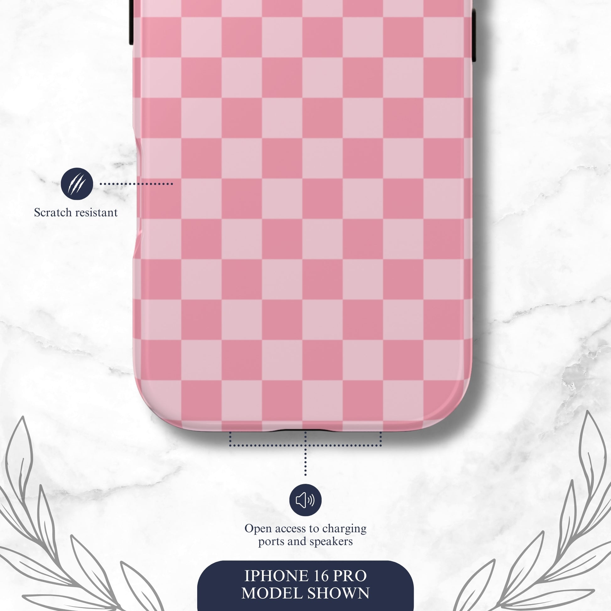 Blush Check - iPhone Case Phone Case-aesthetic phone case-shockproof phone case-cute phone case-designer phone case-elegant phone case-luxury phone case-phone accessories-fashion accessory