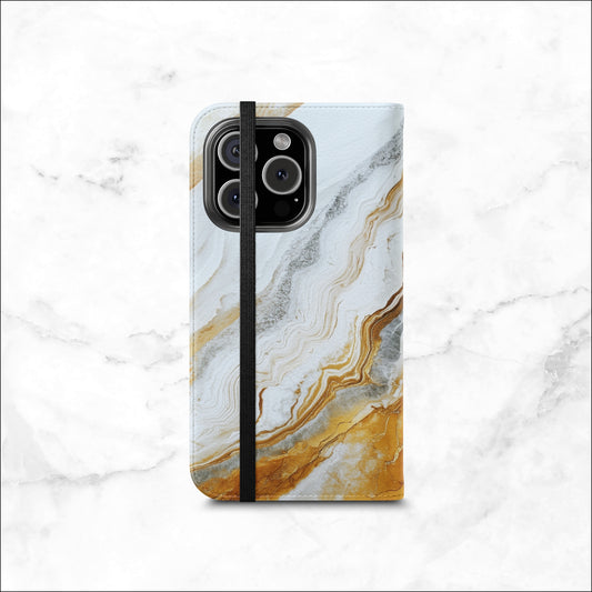 Snowgold - iPhone Flip Case Wallet, Leather Folio Case Phone Case-aesthetic phone case-shockproof phone case-cute phone case-designer phone case-elegant phone case-luxury phone case-phone accessories-fashion accessory