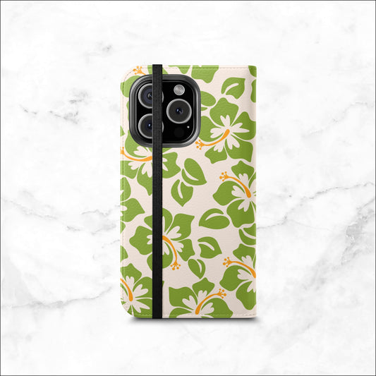 Blossom Bay - iPhone Flip Case Wallet, Leather Folio Case