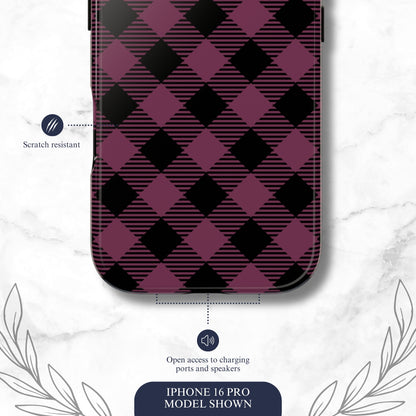 Plum Plaid - iPhone Case Phone Case-aesthetic phone case-shockproof phone case-cute phone case-designer phone case-elegant phone case-luxury phone case-phone accessories-fashion accessory