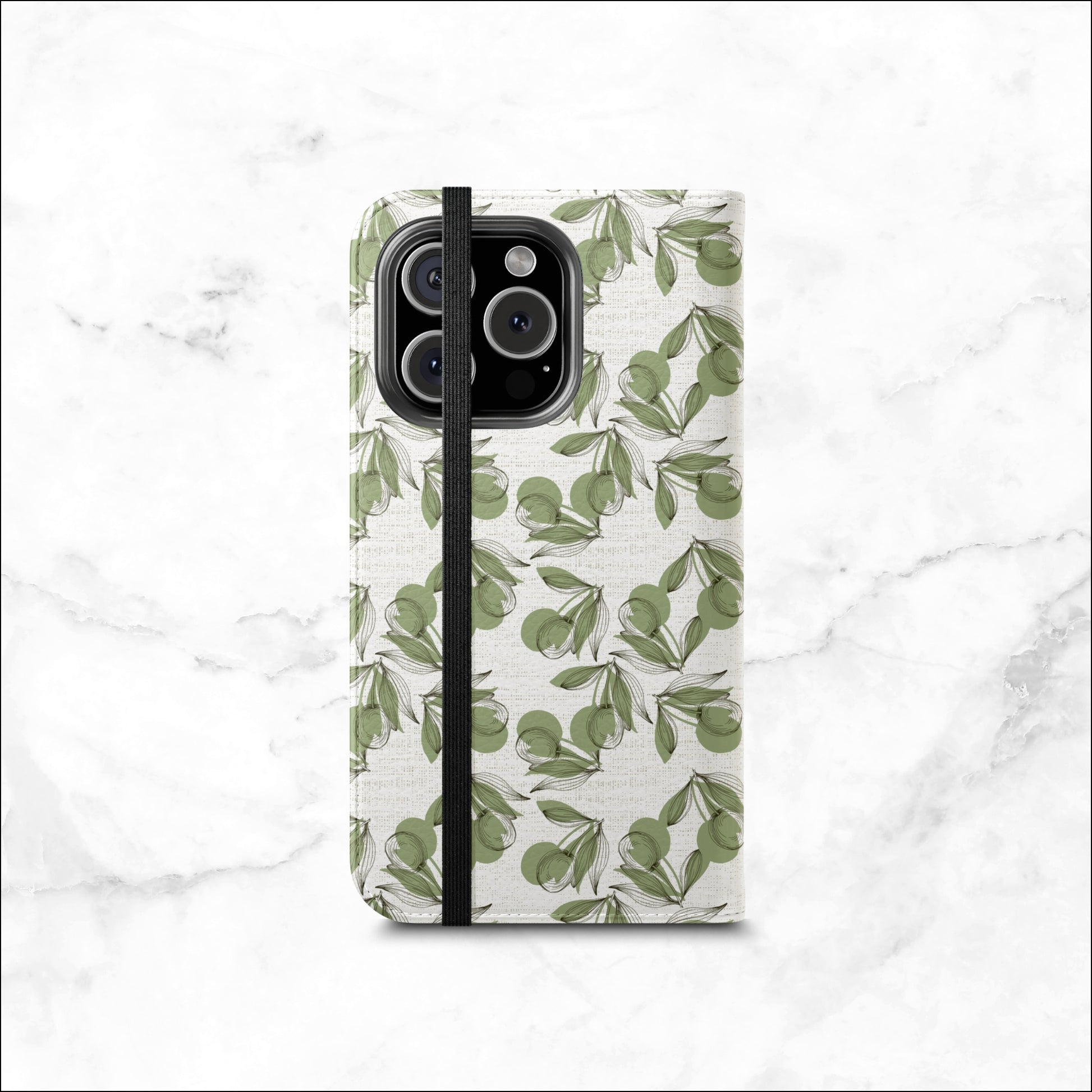 Olive Branch - iPhone Flip Case Wallet, Leather Folio Case Phone Case-aesthetic phone case-shockproof phone case-cute phone case-designer phone case-elegant phone case-luxury phone case-phone accessories-fashion accessory