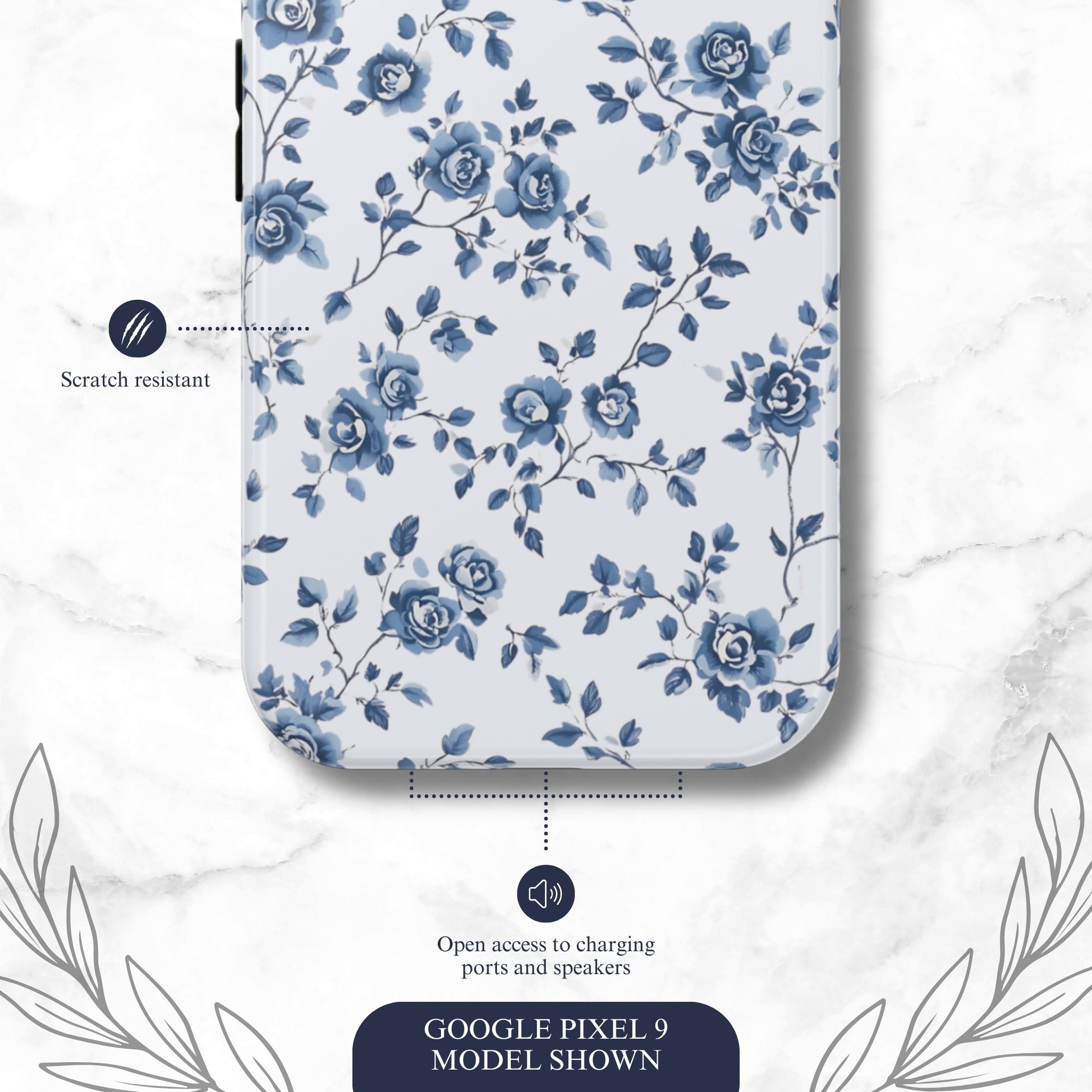 Porcelain Petals - Google Pixel Case Phone Case-aesthetic phone case-shockproof phone case-cute phone case-designer phone case-elegant phone case-luxury phone case-phone accessories-fashion accessory