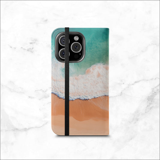 Tide - iPhone Flip Case Wallet, Leather Folio Case Phone Case-aesthetic phone case-shockproof phone case-cute phone case-designer phone case-elegant phone case-luxury phone case-phone accessories-fashion accessory