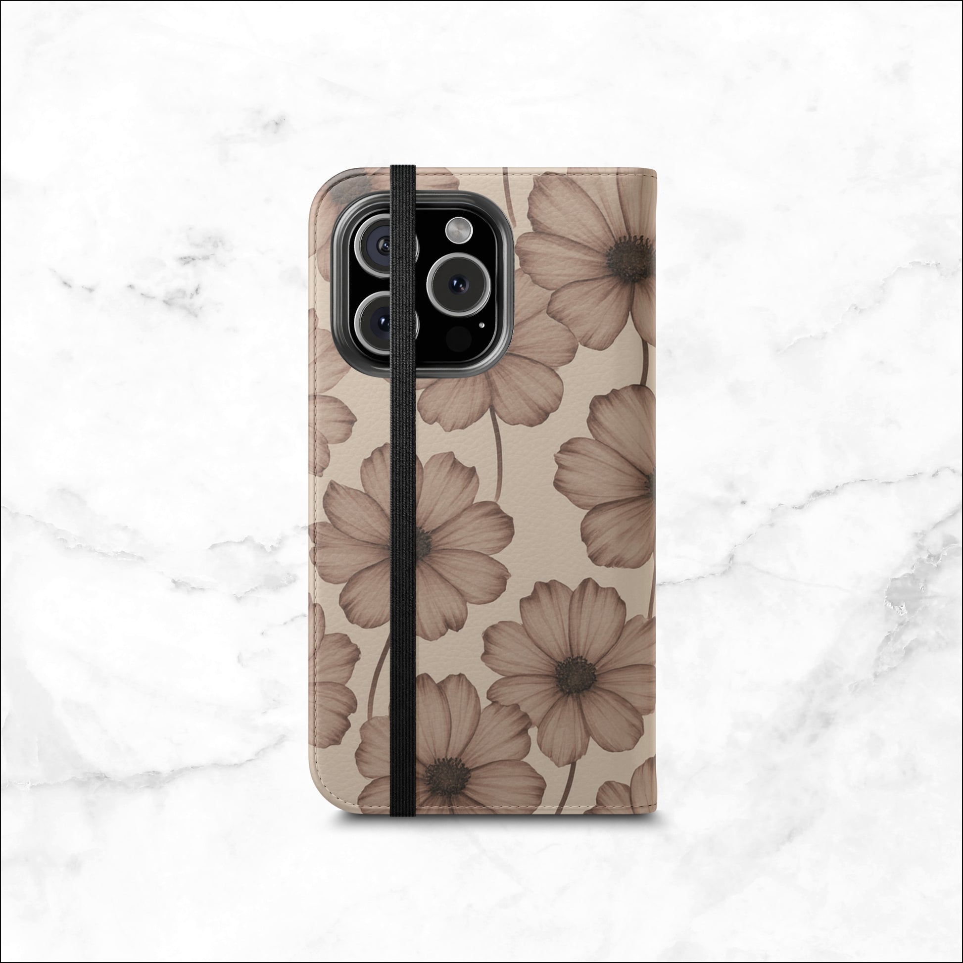 Sepia Bloom - iPhone Flip Case Wallet, Leather Folio Case Phone Case-aesthetic phone case-shockproof phone case-cute phone case-designer phone case-elegant phone case-luxury phone case-phone accessories-fashion accessory