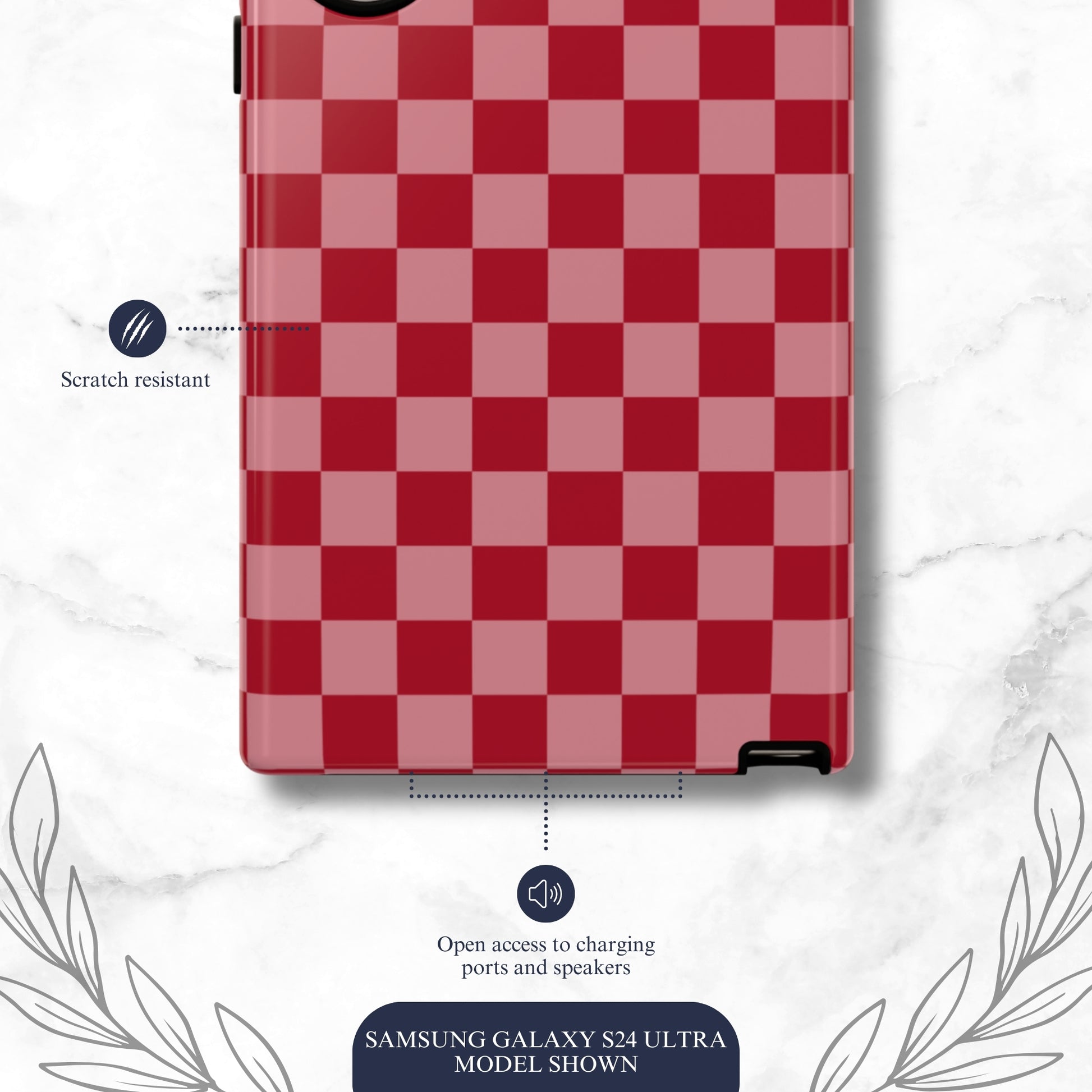 Crimson Check - Samsung Galaxy Case Phone Case-aesthetic phone case-shockproof phone case-cute phone case-designer phone case-elegant phone case-luxury phone case-phone accessories-fashion accessory