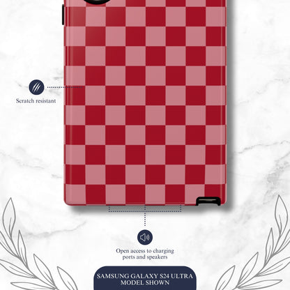 Crimson Check - Samsung Galaxy Case Phone Case-aesthetic phone case-shockproof phone case-cute phone case-designer phone case-elegant phone case-luxury phone case-phone accessories-fashion accessory