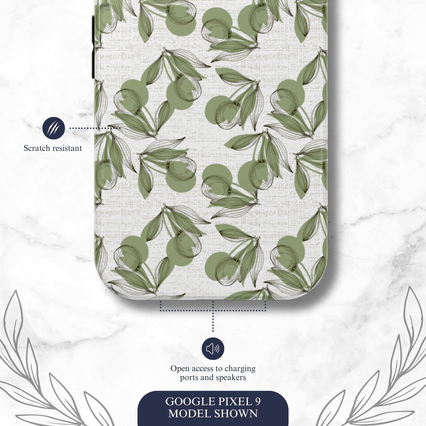 Olive Branch - Google Pixel Case Phone Case-aesthetic phone case-shockproof phone case-cute phone case-designer phone case-elegant phone case-luxury phone case-phone accessories-fashion accessory