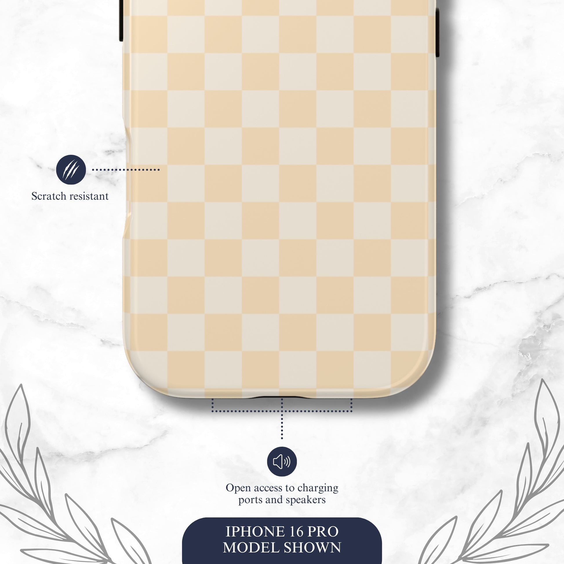 Tan Check - iPhone Case Phone Case-aesthetic phone case-shockproof phone case-cute phone case-designer phone case-elegant phone case-luxury phone case-phone accessories-fashion accessory