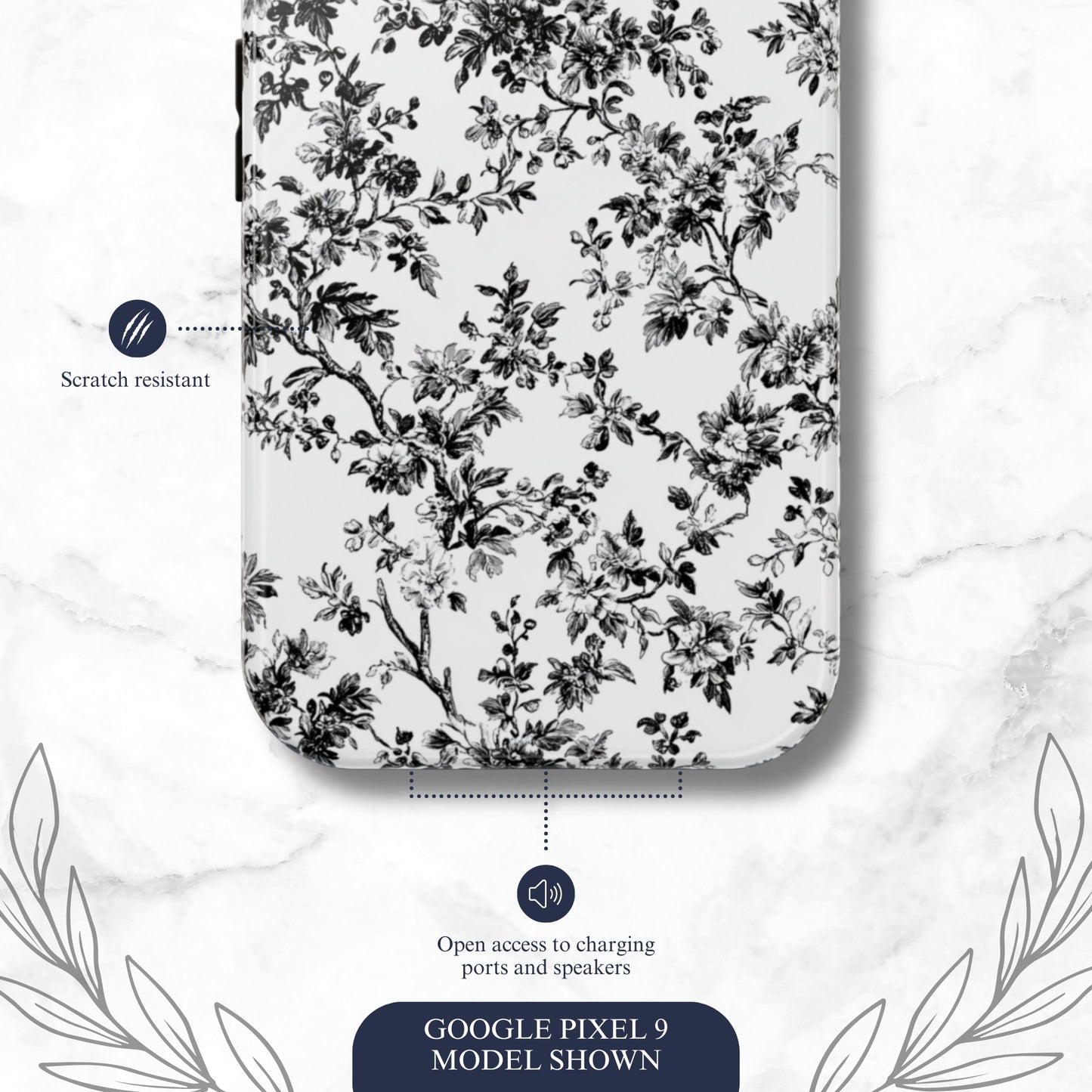 Noir Toile - Google Pixel Case Phone Case-aesthetic phone case-shockproof phone case-cute phone case-designer phone case-elegant phone case-luxury phone case-phone accessories-fashion accessory