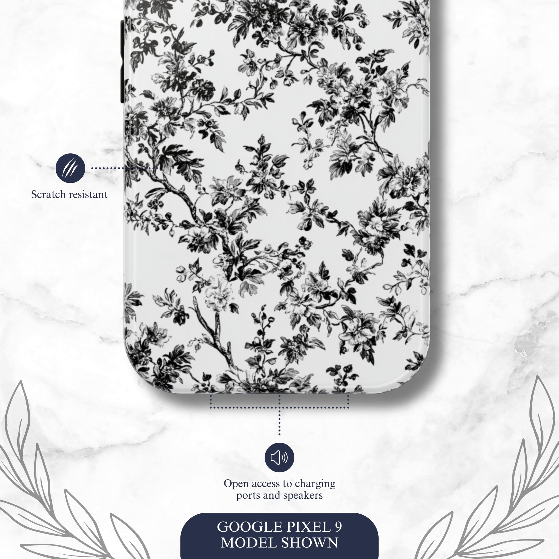 Noir Toile - Google Pixel Case Phone Case-aesthetic phone case-shockproof phone case-cute phone case-designer phone case-elegant phone case-luxury phone case-phone accessories-fashion accessory