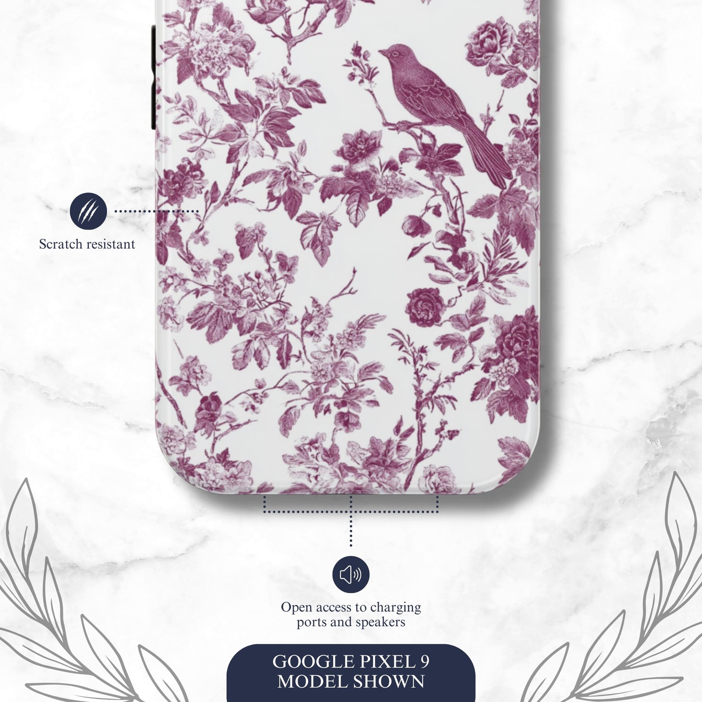Mauve Toile - Google Pixel Case Phone Case-aesthetic phone case-shockproof phone case-cute phone case-designer phone case-elegant phone case-luxury phone case-phone accessories-fashion accessory