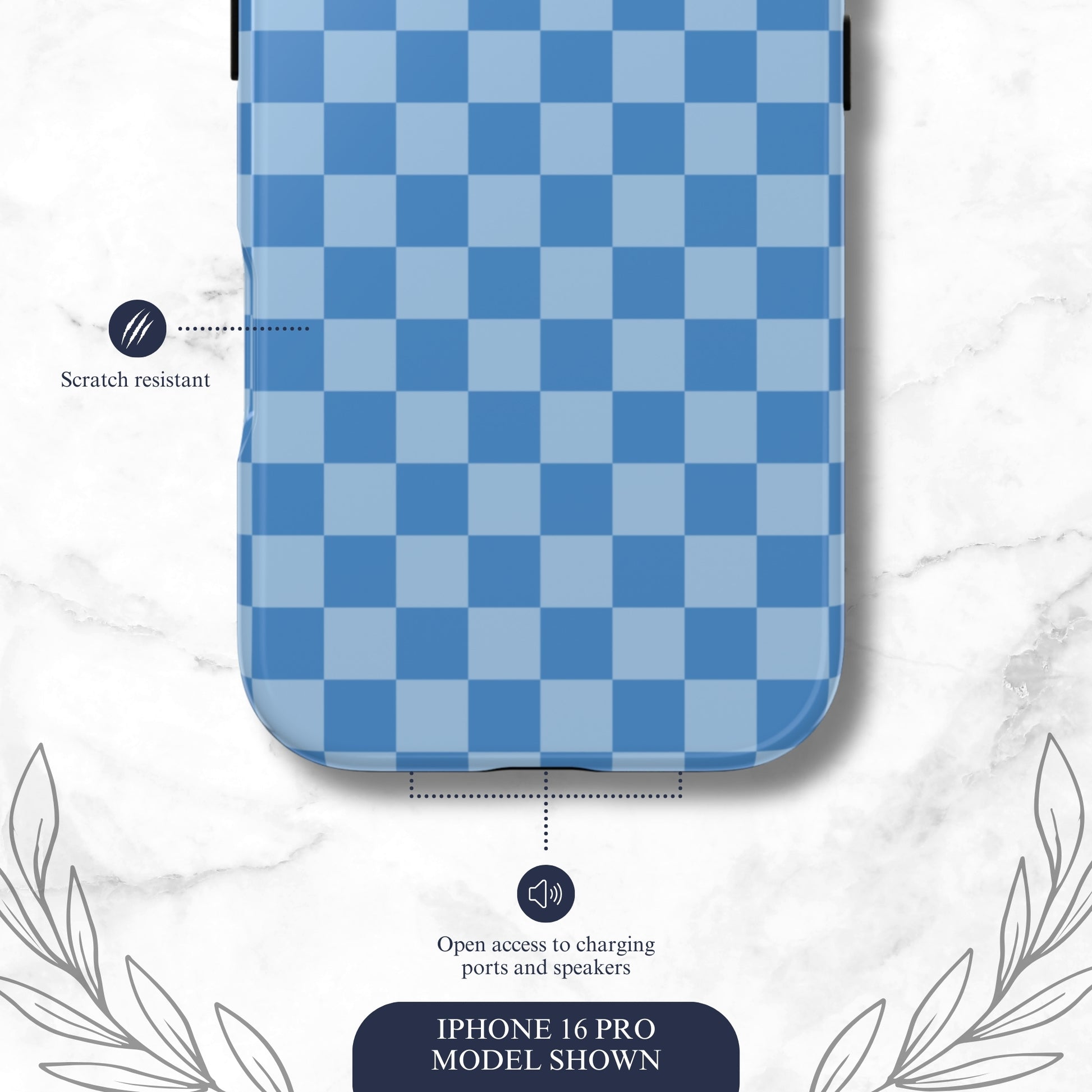 Coastal Check - iPhone Case Phone Case-aesthetic phone case-shockproof phone case-cute phone case-designer phone case-elegant phone case-luxury phone case-phone accessories-fashion accessory