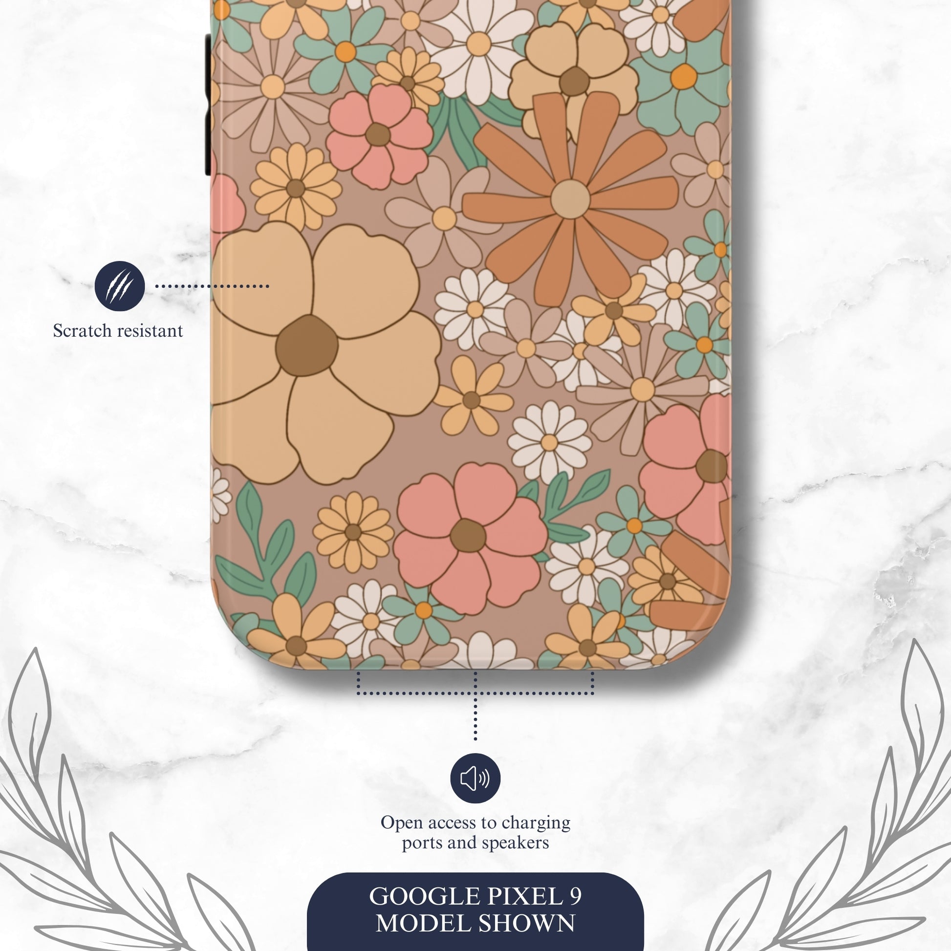 Retro Petals - Google Pixel Case Phone Case-aesthetic phone case-shockproof phone case-cute phone case-designer phone case-elegant phone case-luxury phone case-phone accessories-fashion accessory