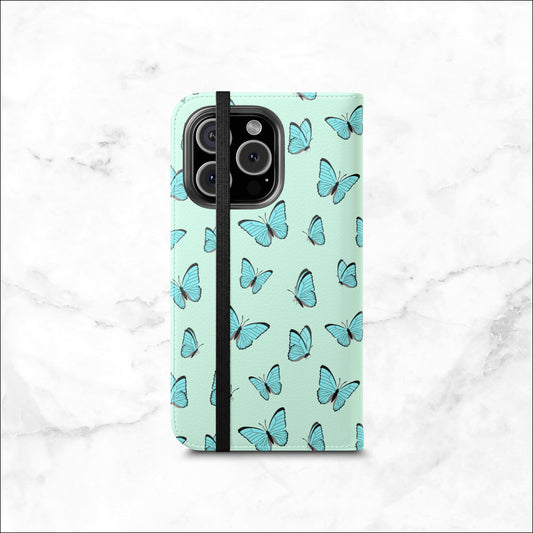 Flutter - iPhone Flip Case Wallet, Leather Folio Case Phone Case-aesthetic phone case-shockproof phone case-cute phone case-designer phone case-elegant phone case-luxury phone case-phone accessories-fashion accessory