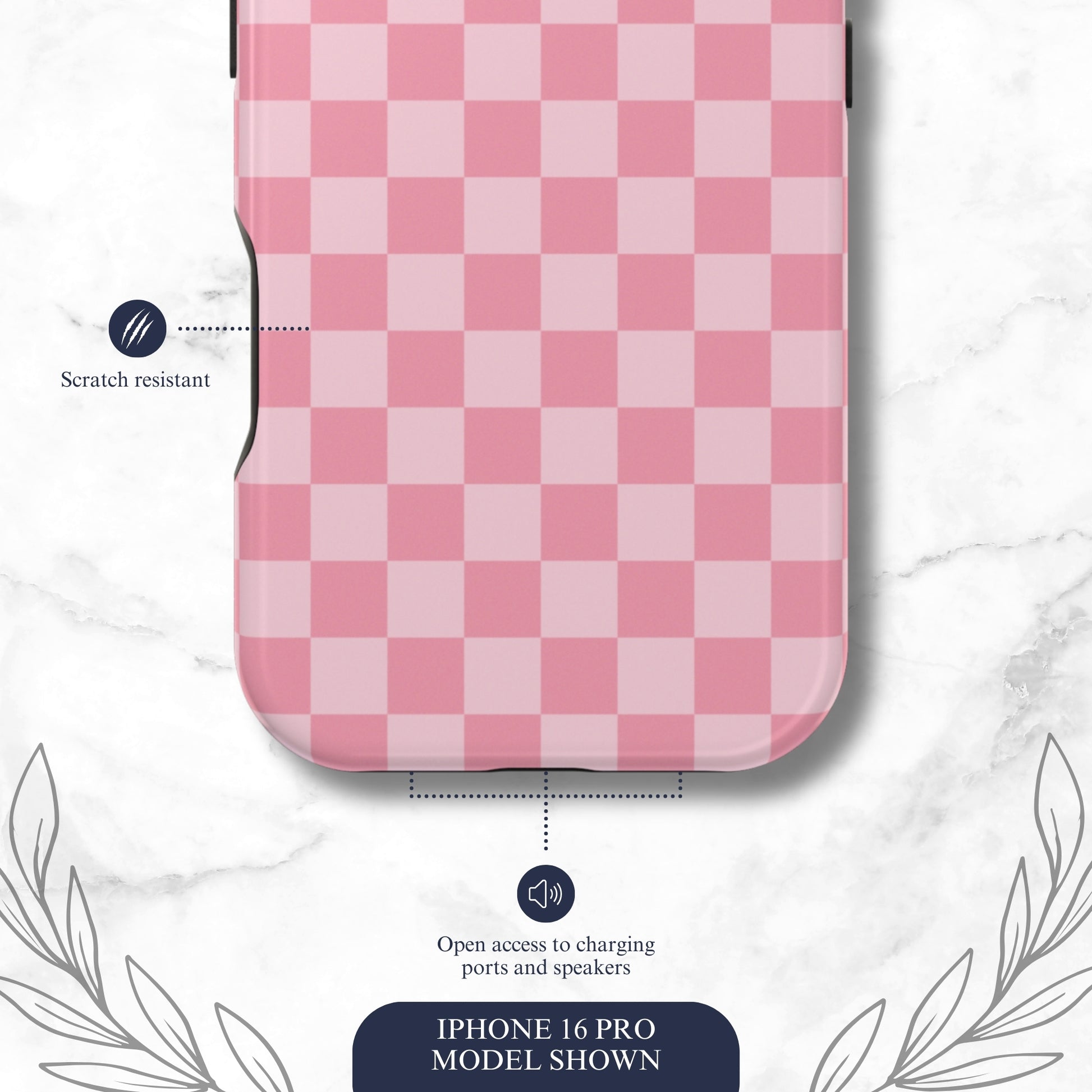 Blush Check - Magsafe iPhone Case Phone Case-aesthetic phone case-shockproof phone case-cute phone case-designer phone case-elegant phone case-luxury phone case-phone accessories-fashion accessory