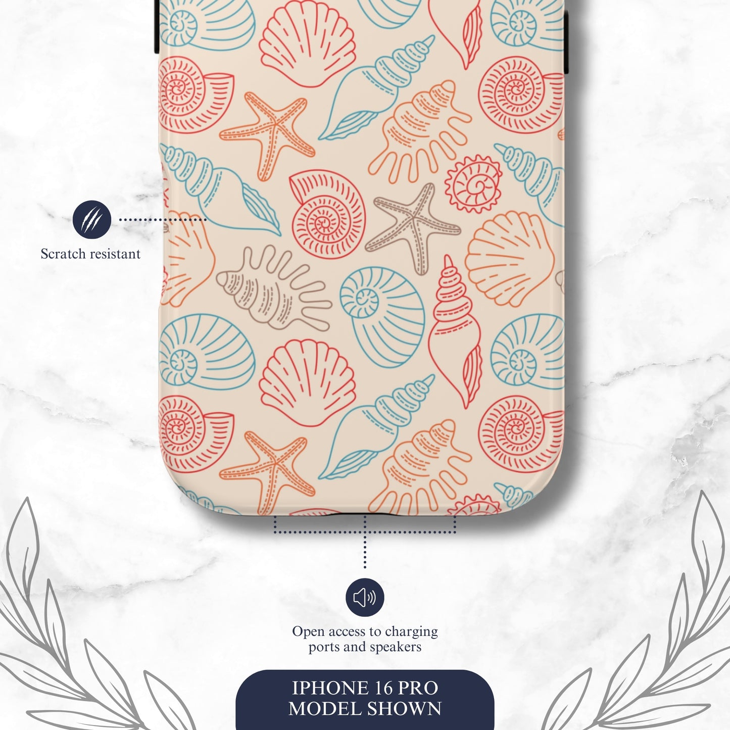 Saltwater Shells - iPhone Case Phone Case-aesthetic phone case-shockproof phone case-cute phone case-designer phone case-elegant phone case-luxury phone case-phone accessories-fashion accessory