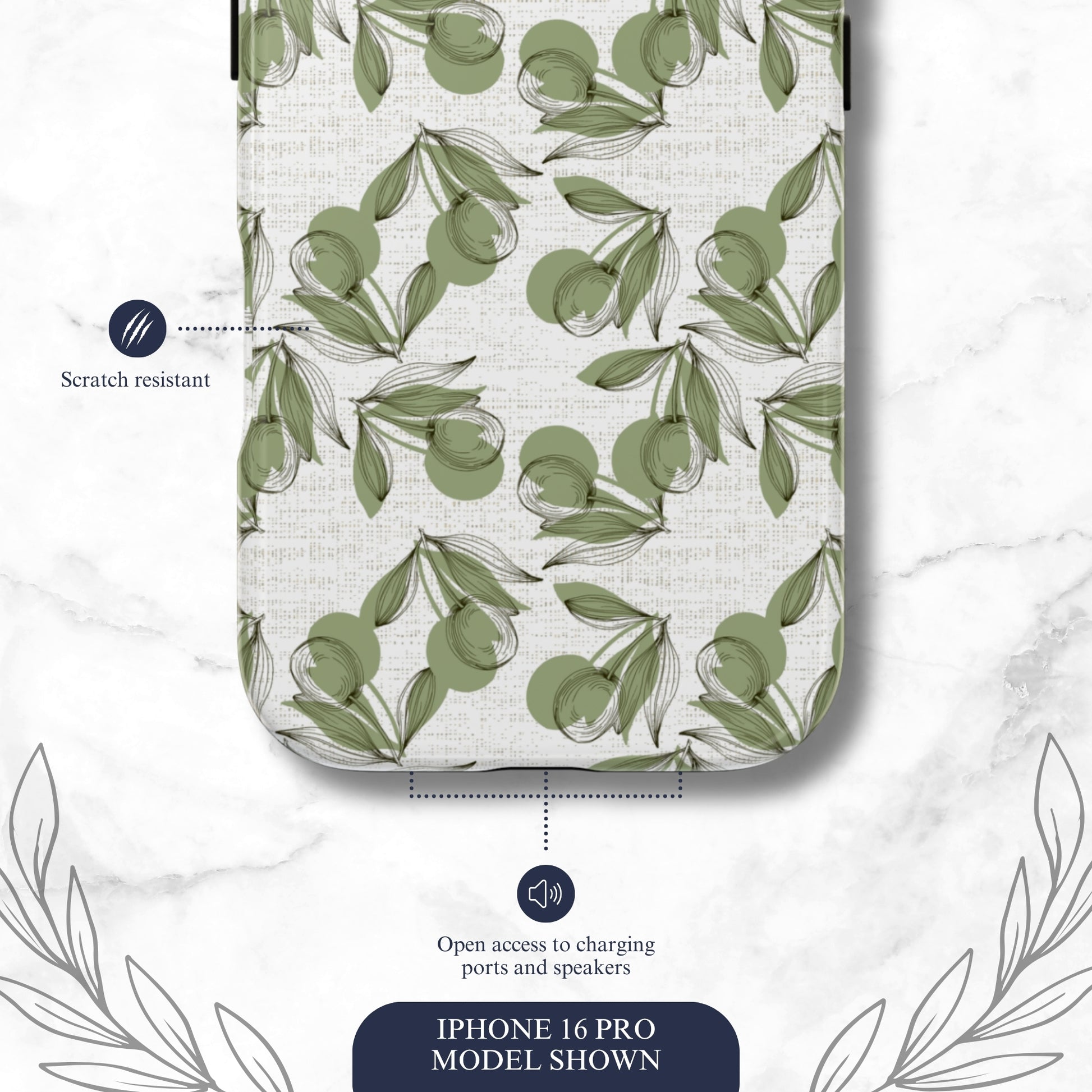 Olive Branch - iPhone Case Phone Case-aesthetic phone case-shockproof phone case-cute phone case-designer phone case-elegant phone case-luxury phone case-phone accessories-fashion accessory