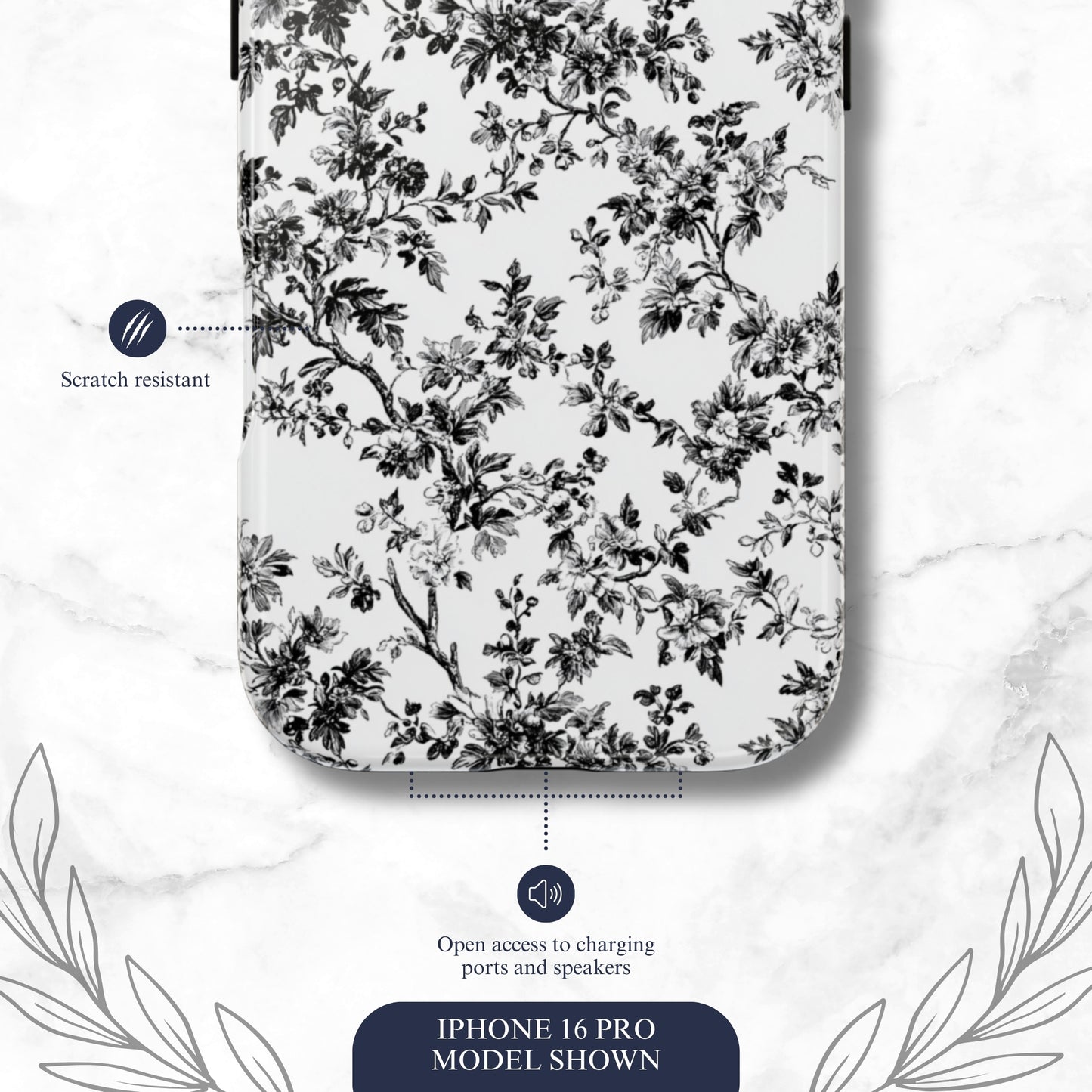 Noir Toile - iPhone Case Phone Case-aesthetic phone case-shockproof phone case-cute phone case-designer phone case-elegant phone case-luxury phone case-phone accessories-fashion accessory