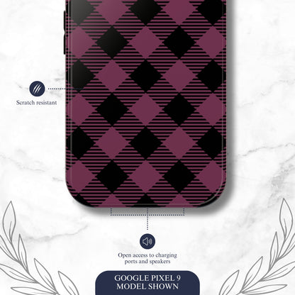 Plum Plaid - Google Pixel Case Phone Case-aesthetic phone case-shockproof phone case-cute phone case-designer phone case-elegant phone case-luxury phone case-phone accessories-fashion accessory