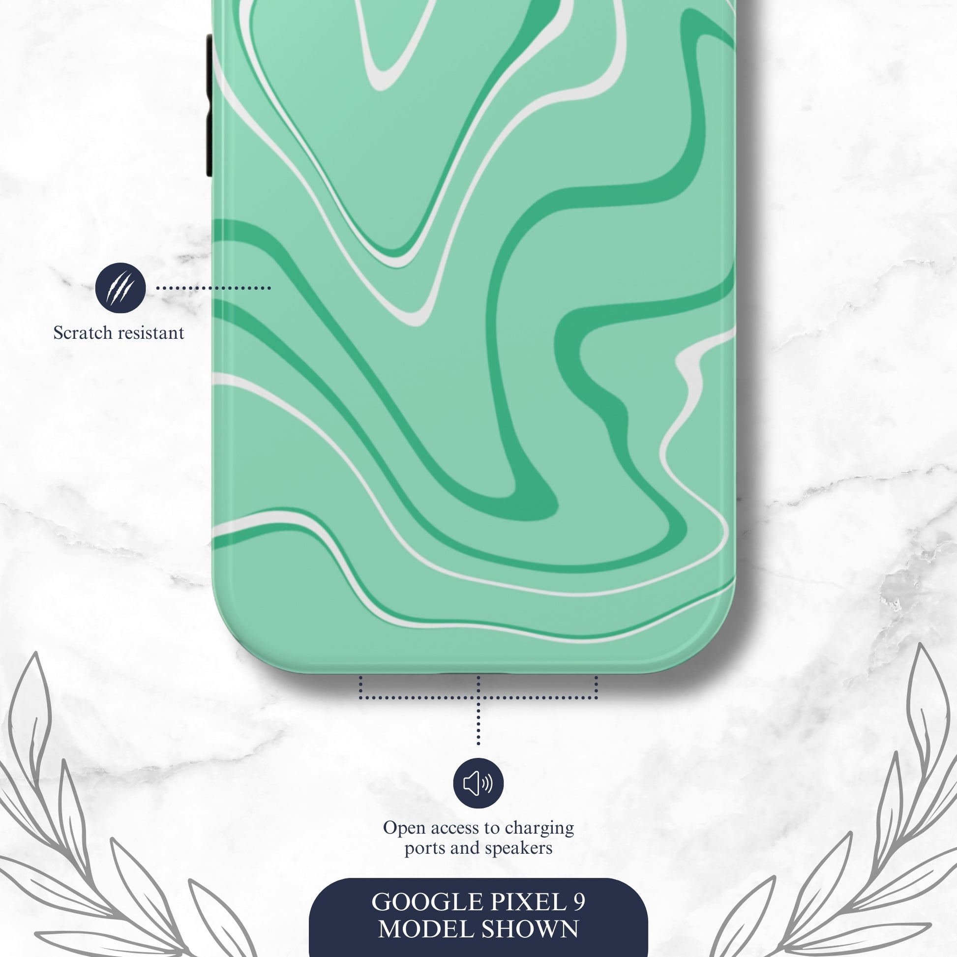 Seafoam Swish - Google Pixel Case Phone Case-aesthetic phone case-shockproof phone case-cute phone case-designer phone case-elegant phone case-luxury phone case-phone accessories-fashion accessory