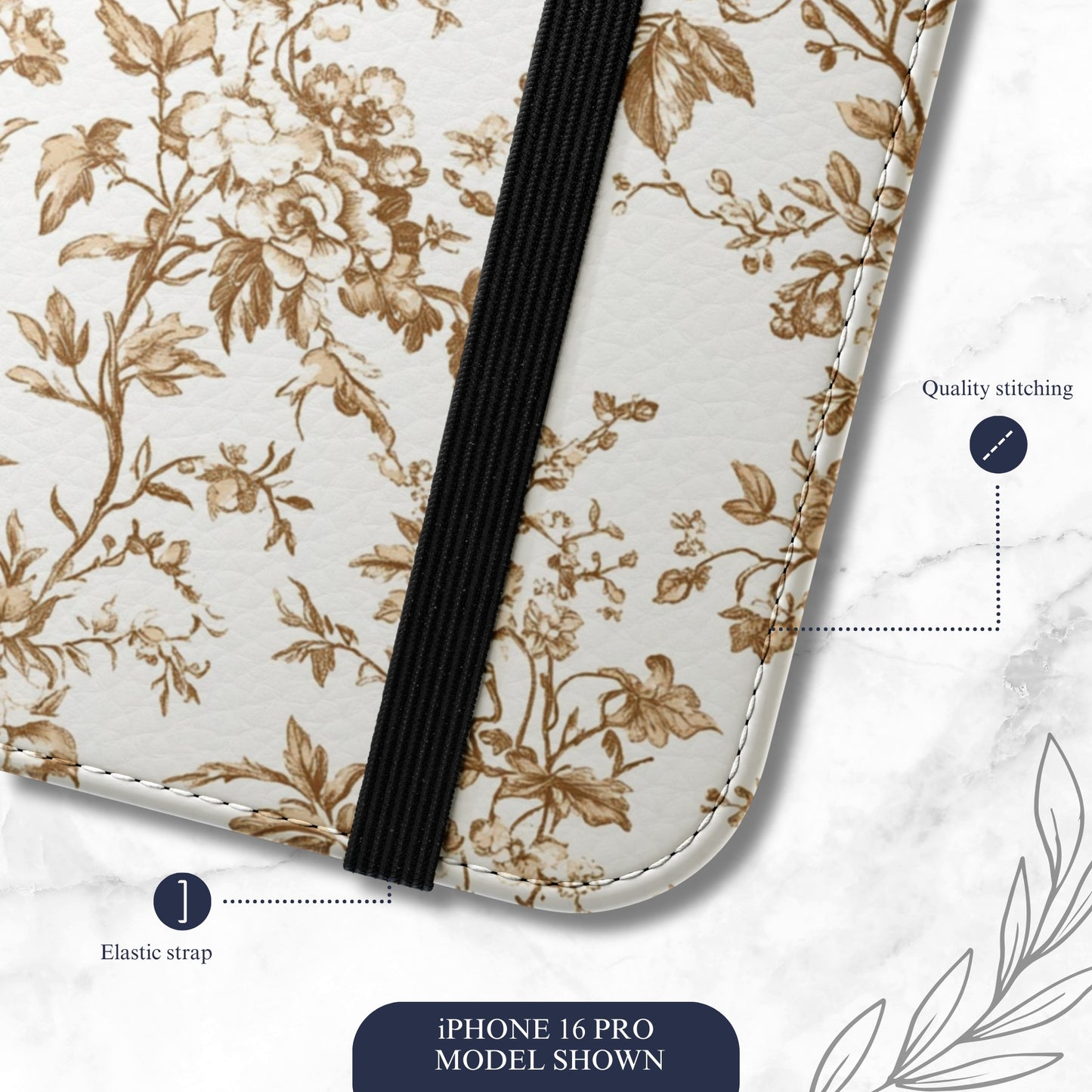 Clay Toile - iPhone Flip Case Wallet, Leather Folio Case Phone Case-aesthetic phone case-shockproof phone case-cute phone case-designer phone case-elegant phone case-luxury phone case-phone accessories-fashion accessory