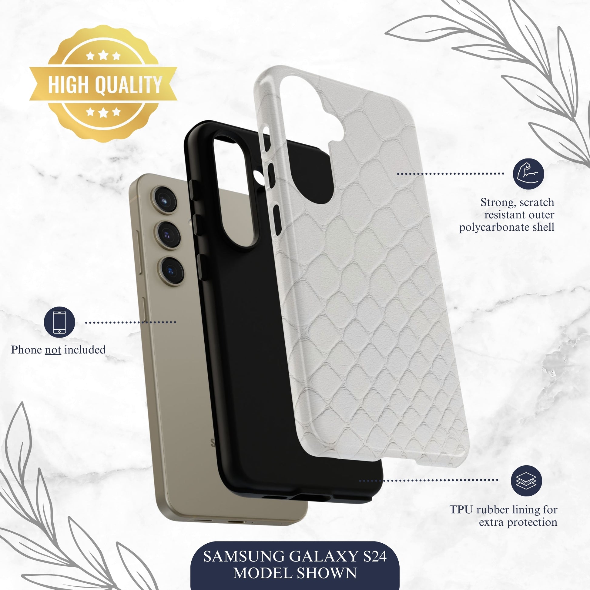 White Serpent - Samsung Galaxy Case Phone Case-aesthetic phone case-shockproof phone case-cute phone case-designer phone case-elegant phone case-luxury phone case-phone accessories-fashion accessory