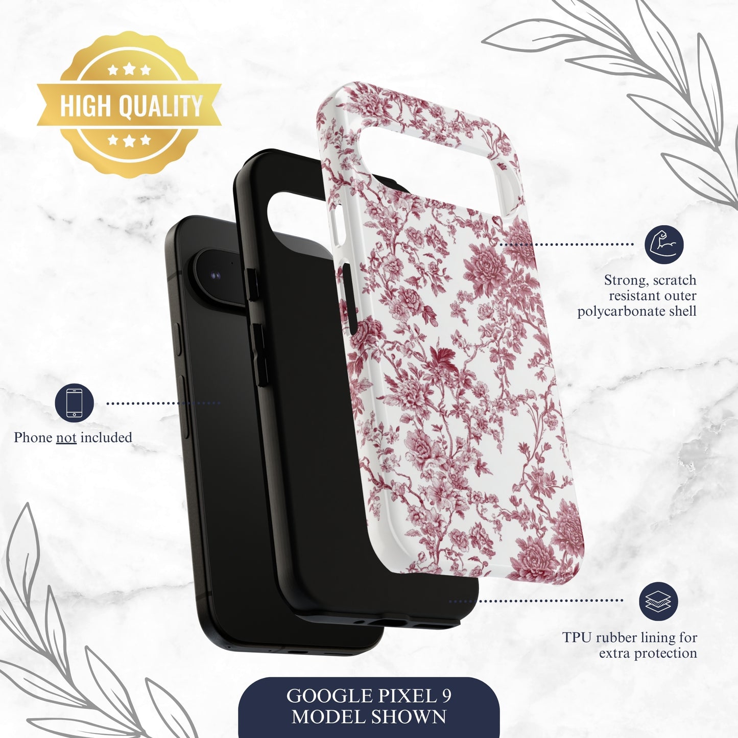 Scarlet Toile - Google Pixel Case Phone Case-aesthetic phone case-shockproof phone case-cute phone case-designer phone case-elegant phone case-luxury phone case-phone accessories-fashion accessory