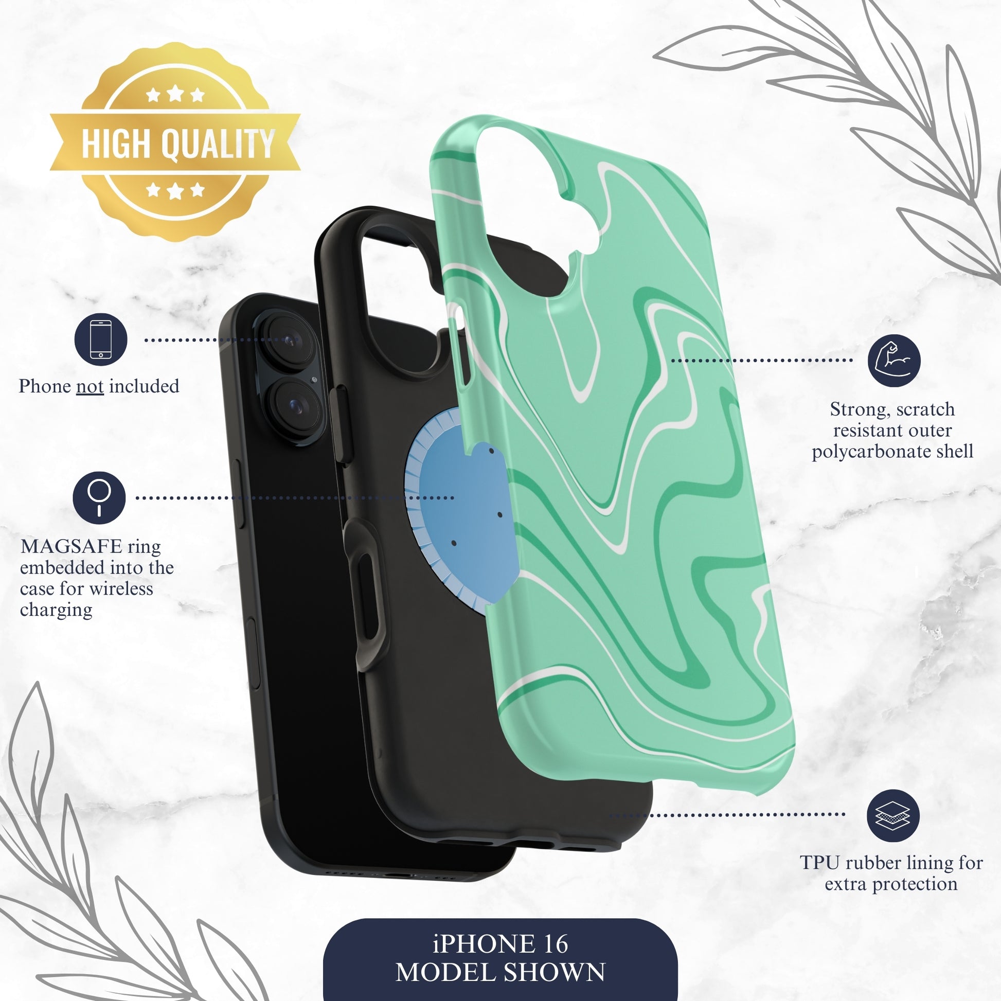 Seafoam Swish - Magsafe iPhone Case Phone Case-aesthetic phone case-shockproof phone case-cute phone case-designer phone case-elegant phone case-luxury phone case-phone accessories-fashion accessory