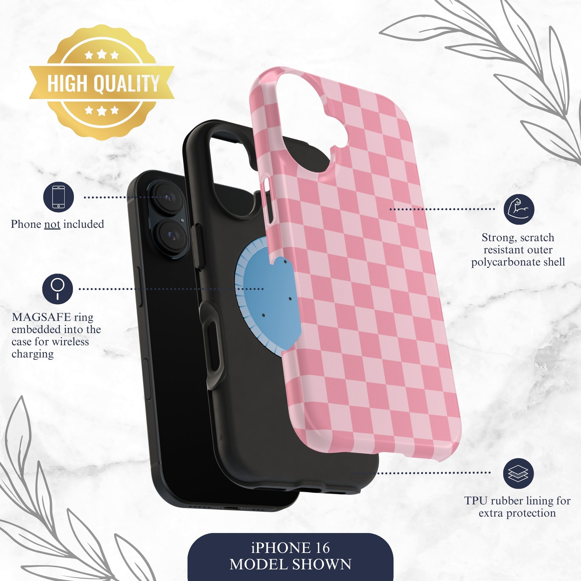 Blush Check - Magsafe iPhone Case Phone Case-aesthetic phone case-shockproof phone case-cute phone case-designer phone case-elegant phone case-luxury phone case-phone accessories-fashion accessory